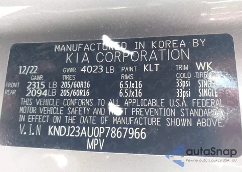 2023 Kia Soul Lx из США, поврежденный, VIN KNDJ23AU0P7867966